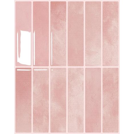Lot de 10 autocollants muraux étanches 29x23 cm – Dosseret cuisine ou salle de bain, rose (1/5)