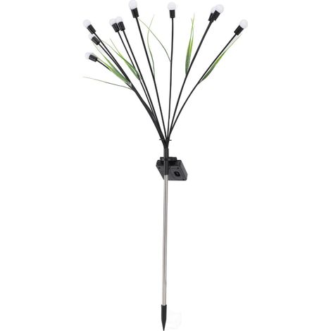 Guirlande lumineuse LED Firefly 800mAh IP65 étanche, solaire, 10 têtes, blanc chaud, tige noire avec feuilles, idéale pour Noël, mariage et jardin. (1/5)