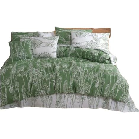 Set di biancheria da letto - 1 copriletto 220 x 240 cm + 2 federe 60 x 60 cm - 100% cotone rinforzato - Verde (1/5)