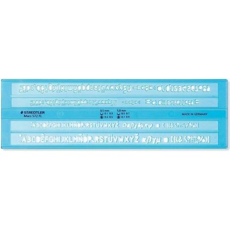 Trace-Lettres - Plastique Transparent Bleu - Hauteur Lettre 3,5 mm et 5 mm - Pour Écriture Minuscule et Majuscule - 1 Pièce