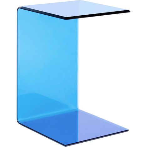 Tavolino moderno in vetro semitrasparente a sbalzo 40 x 61 cm Blu Lourdes