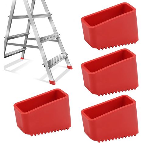 Vier rote 50x20mm Gummifüße für Leitern – universelle Antirutschmatten – sicher und stabil – geeignet für A-Rahmen-Leitern (1/2)