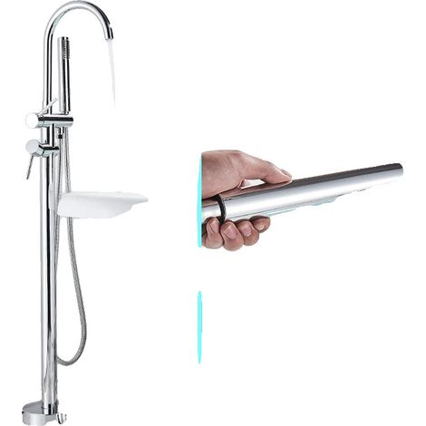 Robinet de bain, design à pattes de lion, douchette incluse, Chrome (1/2)