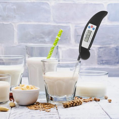 Thermomètre de cuisine pliable, étanche, à écran LCD, numérique, pour barbecue et grillades (noir) (1/5)