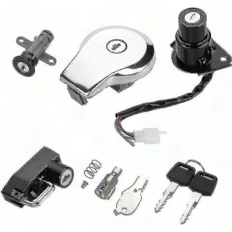 Clé de contact moto Xv535 Xv250 Xv125, bouchon de réservoir et verrou de selle, kit serrurerie Virago, pièces d'allumage avec clés, accessoire remplacement (1/5)