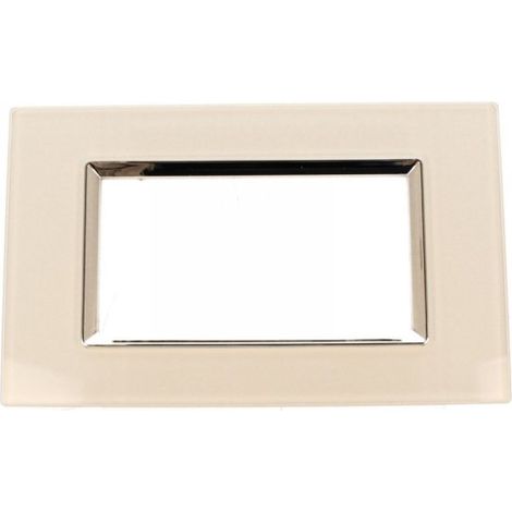 Placca Quadrata In Vetro Temperato MBL 4M Bianco Compatibile Bticino Living BLN84401