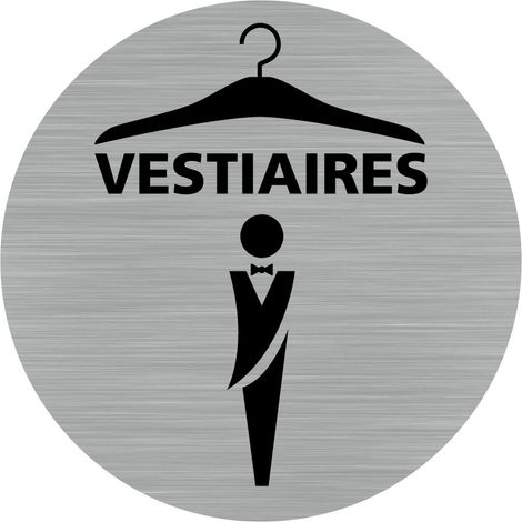 Pictogramme Vestiaires Hommes (Q0460).- Adhésif aspect aluminium brossé - Diamètre 76 mm (1/5)