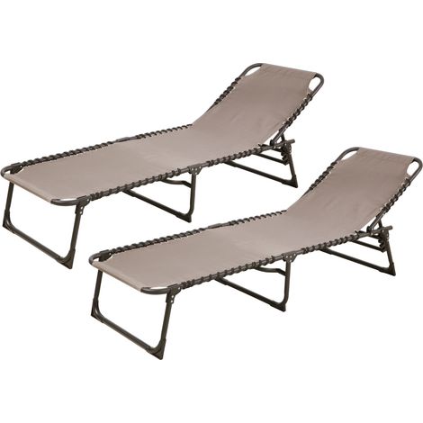 SVITA 2er Set Gartenliege Sonnenliege klappbar atmungsaktiv verstellbar Beige