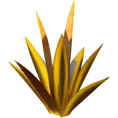 ANDIAMO dekoratives Gartenelement Gartendeko Agave Eisenkunst Ornament Kreatives Ornament 35cm (Gelb)
