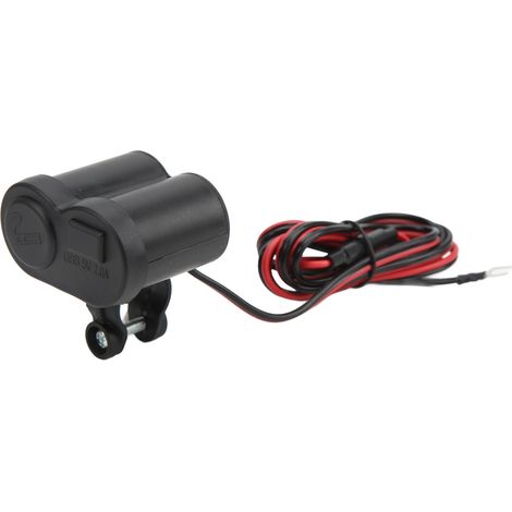 Wasserdichter USB-Motorradlader mit Zigarettenanzünderbuchse und blauer LED – Stromversorgung für am Lenker montierte elektronische Geräte