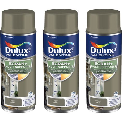 ECRAN+ MULTI-SUPPORTS EXTERIEURE Satin - Lot de 3 aérosols en phase aqueuse - Origan 400 ml - Dulux Valentine