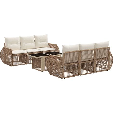 Gartensofa-set 7 stk. Beige und Cremeweiß Poly-Rattan vidaXL (1/5)