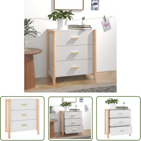 The Living Store Sideboard Weiß 62x38x70 cm Holzwerkstoff - Schreibtisch - Wohnzimmer Deko - Regal - Holzmöbel - Sideboard Weiß (1/5)