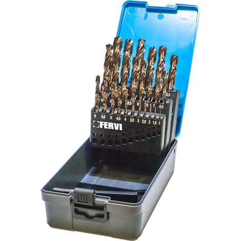 Serie von 25 zylindrischen Kobaltbohrern 1 -13 mm Fervi p064/25a