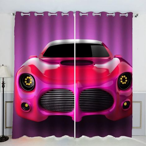 Rideau Voiture De Course Voiture Rose Rideau Thermique Isolant Anti Froid Rideau Occultant Oeillet 2 Pièces Opaque Salon Maison Décoration Rideaux Polyester (234x183 cm) - 234L X 183H cm (2 Panneaux) (1/5)