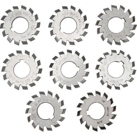 Satz mit 8 HSS-Schaftfräsern – M1,5 20°, Durchmesser 5 mm und 6 mm für die Zahnradbearbeitung (1/5)
