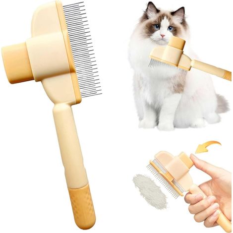Peigne Antipuces Multifonction pour Chats et Chiens - Brosse de Toilettage avec Bouton de Libération - Poils d’Animaux pour Usage In (1/5)