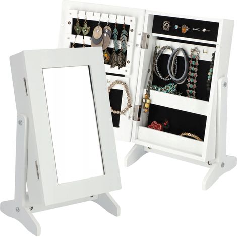 Cabinet à bijoux, matériau en bois, hauteur 30 cm, largeur 25 cm, profondeur 15 cm, design de compartiment organisé (1/5)