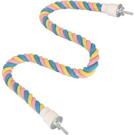 Perchoir - Corde Coton Naturel - Pour Perroquets Calopsittes Perruches - Réglable - Pliable - 1 Pièce (1/5)