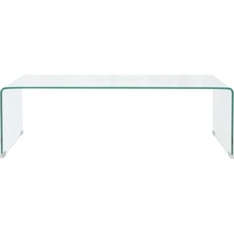 Table basse Table de salon Table de café 98x45x30 cm Verre trempé Transparent (1/5)