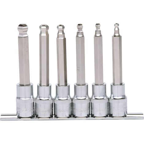 KS Tools 1/2 CHROMEplus Bit-Stecknuss-Satz Innen6kant, Kugelkopf, 6-tlg.lang, 5-12 mm (1/4)