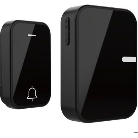 Sonnette sans fil étanche - - Portée 150 m - Noir - Rétro-éclairage clignotant - Installation sans fil (1/4)