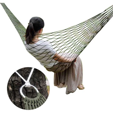 Hamac d'extérieur en corde de nylon filet, lit suspendu confortable pour le camping en plein air (1/5)