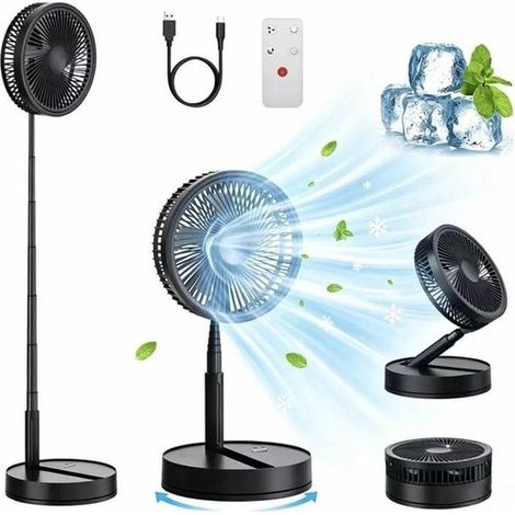 Ventilateur oscillant pliable et portable - Batterie 8000 mAh - 22 × 22 × 10 cm - Noir - Ventilateur de table - Ventilateur sur pied - Silencieux (1/5)