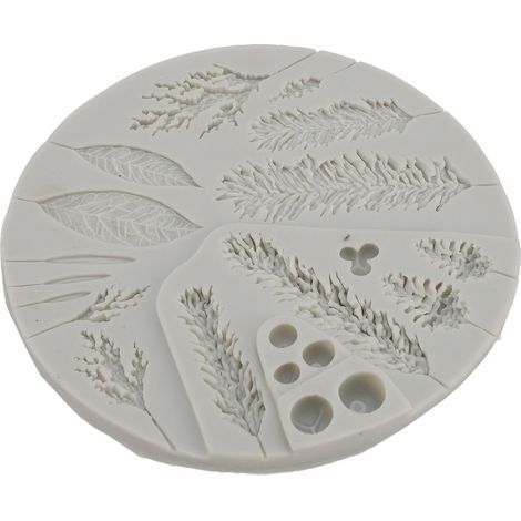 Silikonform mit Winterlaubmotiven, Kiefernzweigen und Zapfen, Backblech für Desserts, Süßigkeiten, Schokolade, Eiswürfel, Seife (1/5)