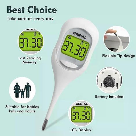 Digitales Basalthermometer in 9 Sekunden für Erwachsene und Kinder – Präzises orales Thermometer mit Fieberalarm für Babys mit großem Display (1/4)