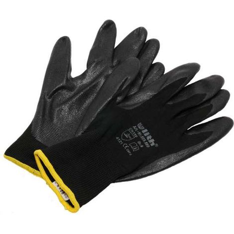 144 Paar Ulith Arbeitshandschuhe Nitril schwarz Cat2 Nylon Strickbund EN388 Gr.9