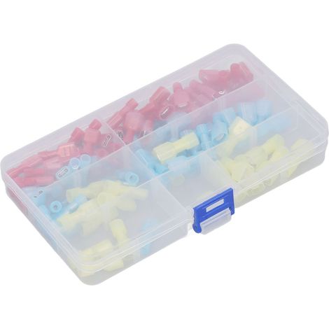 100-teiliges Sortiment an Drahtverbindern, Stecker und Buchsen, Flachsteckverbinder, Nylon-Schnellkupplungen, elektrische Crimp-Kaltpressklemmen (1/5)