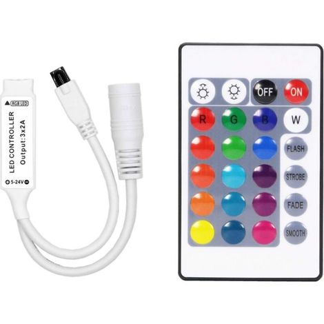 Telecommande LED 5V-24V Controleur LED RGB 24 Touches pour Ruban LED RGB 5050 3528 avec telecommande controler Mini LED (1/4)