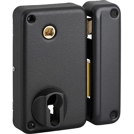 Serratura verticale da applicare doppio cilindro con quadro maniglia, destra , asse 45mm, 75x130mm, nero - THIRARD