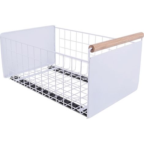 Cesta extraíble para cajón organizador de armario de cocina, color blanco, 38x24x19,5 cm. (1/4)
