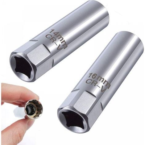 14-mm- und 16-mm-Zündkerzensteckschlüssel mit magnetischem 3/8"-Zwölfkant-Zündkerzensteckschlüssel, Zündkerzen-Ausbauwerkzeug (1/5)