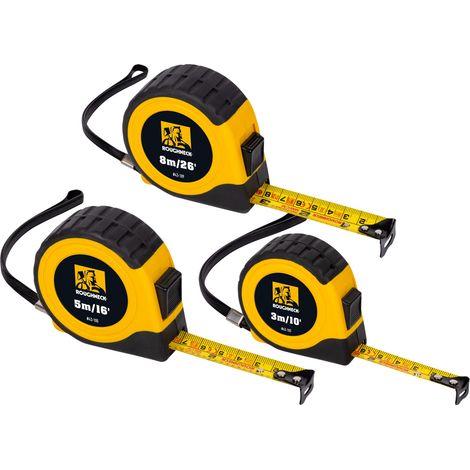 Roughneck 43-100 E-Z Read Tape Measure Set – 3-Piece Professional Measuring Tape Kit (1/2)