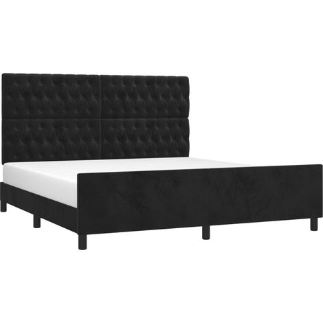 Estructura de cama con cabecero de terciopelo negro 180x200 cm vidaXL (1/4)