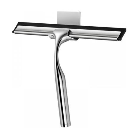Stainless steel squeegee with suction hook for bathroom and kitchen cleaning, 10-inch chrome finish (1/5)