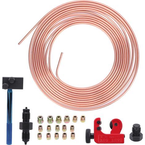 Ortviai Kit de Tuyaux de Frein en Alliage Cuivre 3/16" × 7,62 m + Outil de Double Emboutissage et Coupe-Tube (1/5)