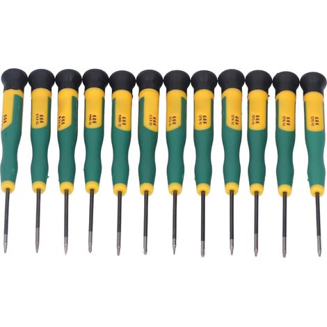 Jeu de 12 tournevis de précision, manche silicone antidérapant, embouts en acier vanadium haute résistance, kit de réparation pour téléphone et appareil photo. (1/5)