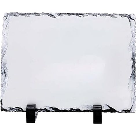 Sublimation Blanc Rectangulaire Rock Slate Photo Plaque Cadre Photo, Nouveauté Cadre Photo Personnalisé pour Mariage, Anniversaire, Naissance de bébé, 5,9x7,88 Pouces (1/5)