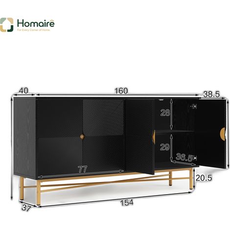Flur- Garderobenschrank schwarz aus MDF 160 x 40 x 82 cm HOMAIRE (1/5)
