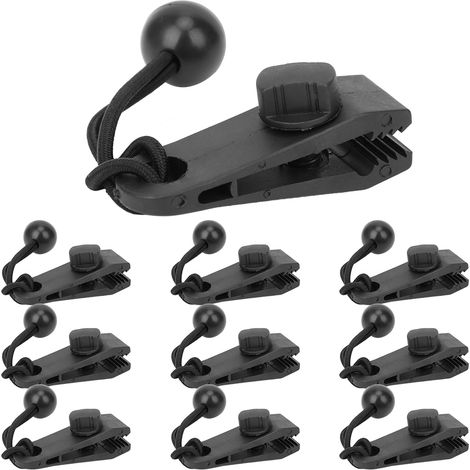 Clips de fixation pour tente extérieure, pince de fixation coupe-vent avec cordon élastique pour auvent de camping et caravane (1/5)