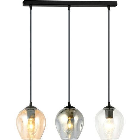 Lampada a Sospensione Istar, Acciaio verniciato a polvere, Vetro, Nero, Grigio, Ambra, 70x100x14 cm