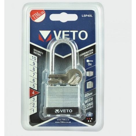 TIMCO Laminated Padlock - Long Shackle - 40mm (1/2)