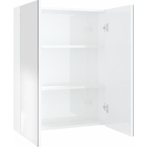 Armadietto a Specchio per Bagno 60x15x75 cm MDF Bianco Lucido vidaXL