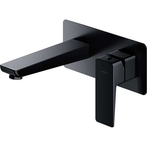 OMNIRES Parma - Grifo de lavabo empotrado, instalación de 2 orificios, con cuerpo, negro mate PM7415BL