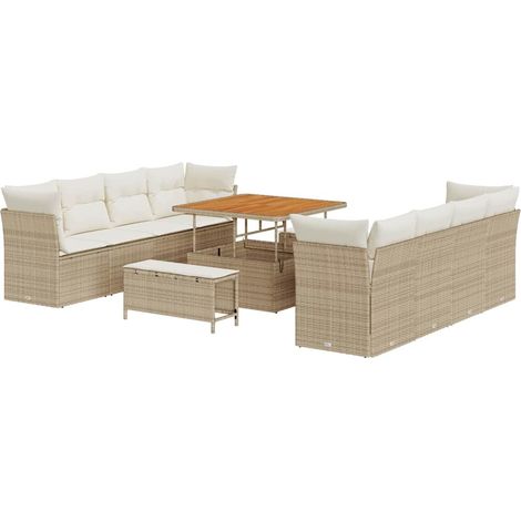 Maison Exclusive - Gartensofa-set mit Kissen 11 pcs Beige und Cre