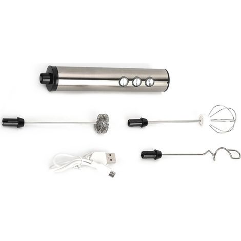 Mousseur à lait en acier inoxydable, batteur à œufs électrique portatif rechargeable par USB pour cuisine (1/5)